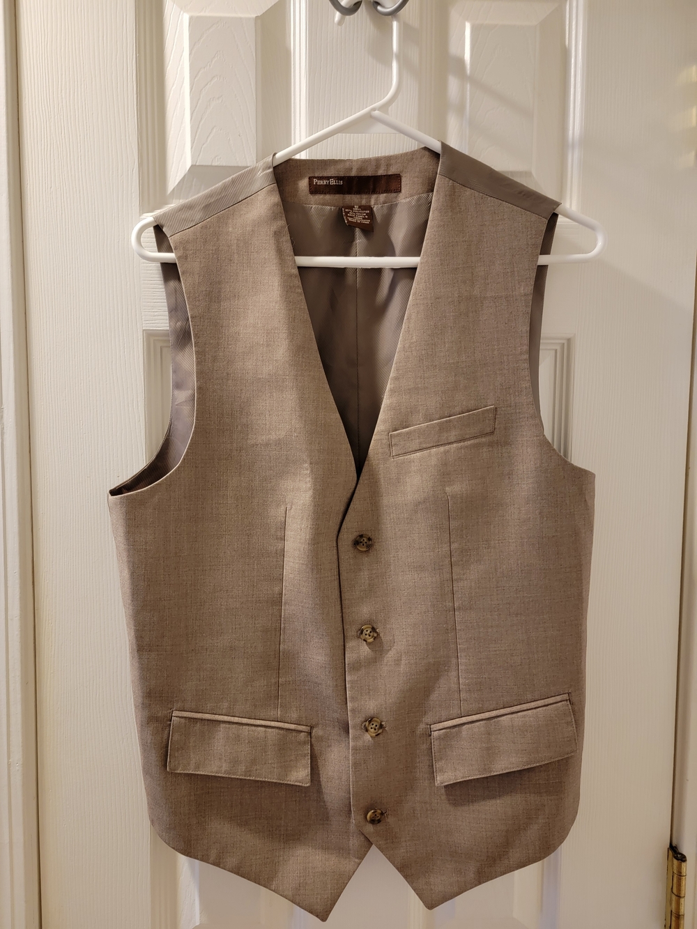 Perry Ellis Men's Taupe Dress Vest